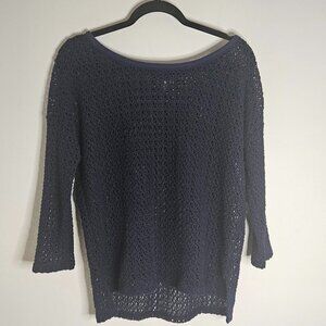 Aerie Open Knit Navy Blue Sweater Medium